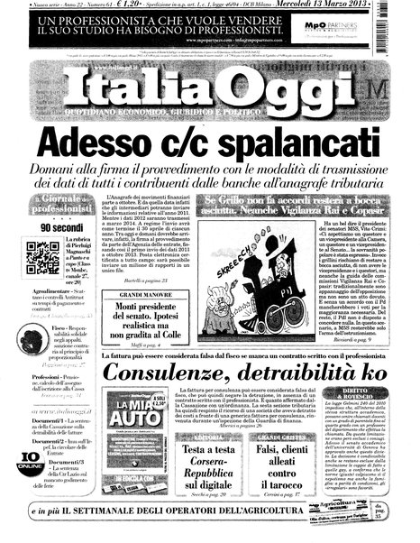 Italia oggi : quotidiano di economia finanza e politica